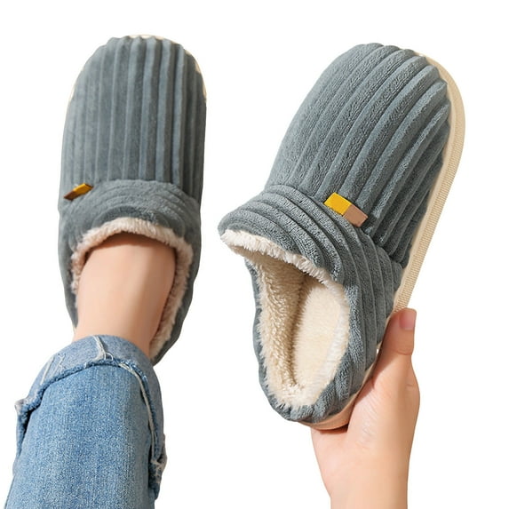 Chenyee Women's Fuzzy House Slippers Corduroy Memory Foam Warm Slip On Comfortable Bedroom Shoes