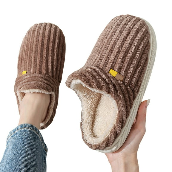 Chenyee Women's Fuzzy House Slippers Corduroy Memory Foam Warm Slip On Comfortable Bedroom Shoes