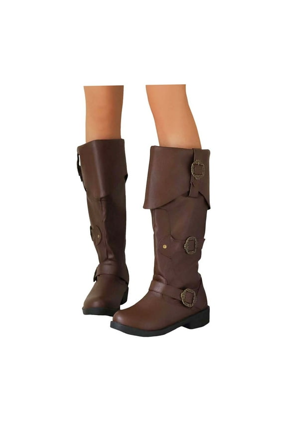 Women's Knee High Boots Classic Side Zipper Mid Calf Comfortable Riding Combat Booties