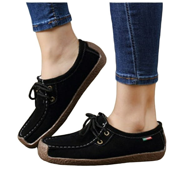 Chenyee Women's Lace Up Casual Shoes Lightweight Non Slip Comfortable Flat Bottom Walking Loafers