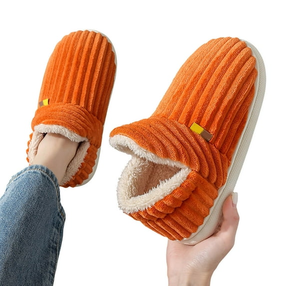 Chenyee Women's Men's Corduroy Fuzzy Bootie Slippers Platform Cozy Stylish Winter Slip On Fluffy House Shoes