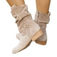 thumbnail image 1 of Chenyee Women's Mid Calf Boots Pointed Toe Low Heel Comfortable Suede Dress Slouchy Ankle Booties, 1 of 6