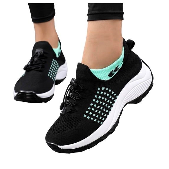 Chenyee Women's Orthopedic Sneakers Comfortable Wedge Mesh Running Shoes Lightweight Lace Up Athletic Sneakers