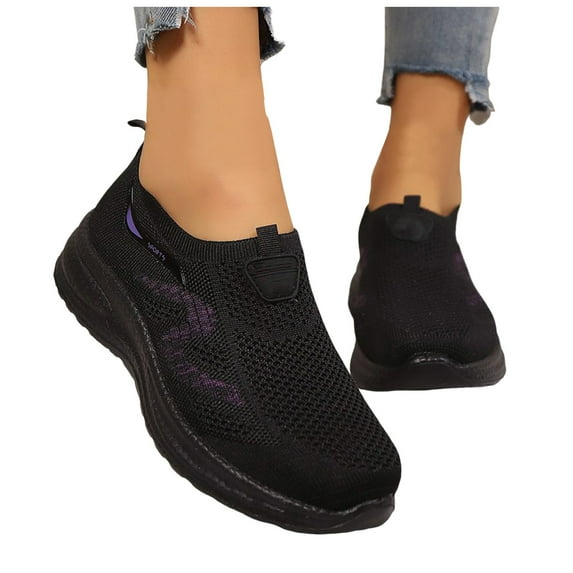 Chenyee Women's Orthopedic Walking Shoes Elastic Knit Lightweight Slip on Sneakers with Arch Support