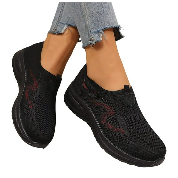 Chenyee Women's Orthopedic Walking Shoes Elastic Knit Lightweight Slip on Sneakers with Arch Support