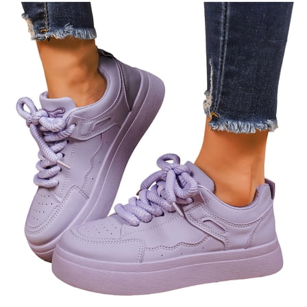 Chenyee Women’s Platform Sneakers Lace Up Casual Faux Leather Comfortable Thick Sole Tennis Walking Shoes