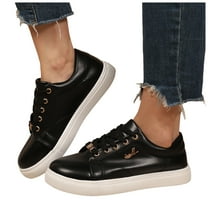 Chenyee Women's Platform Tennis Shoes Lace Up PU Leather Slip On Sneakers Comfortable Walking Shoes