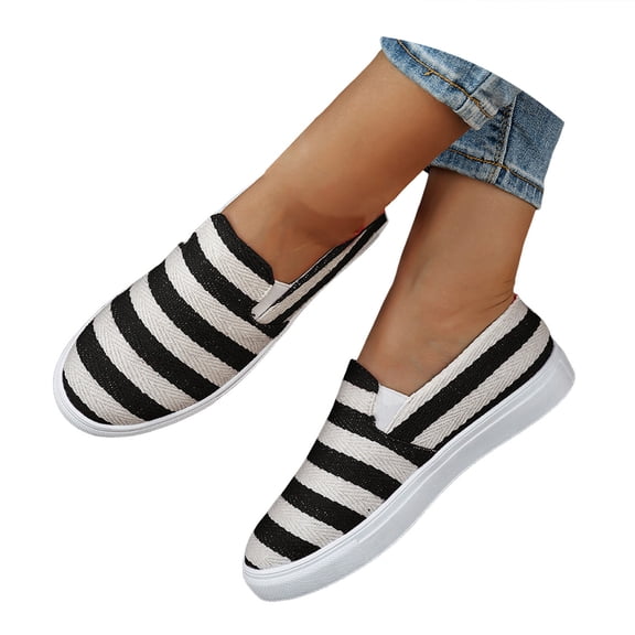 Chenyee Women's Slip on Canvas Sneakers Comfortable Flat Dress Shoes Low Top Fashion Color Blocking Loafers