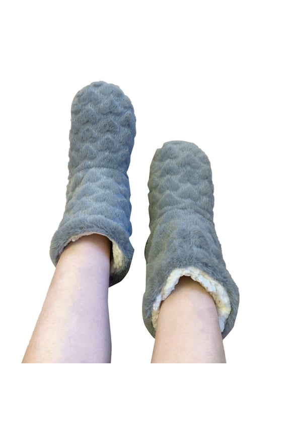 Women’s Warm Fuzzy Boot Slippers Comfortable Mid Calf Plush Fleece Lined Boots Slip On House Shoes