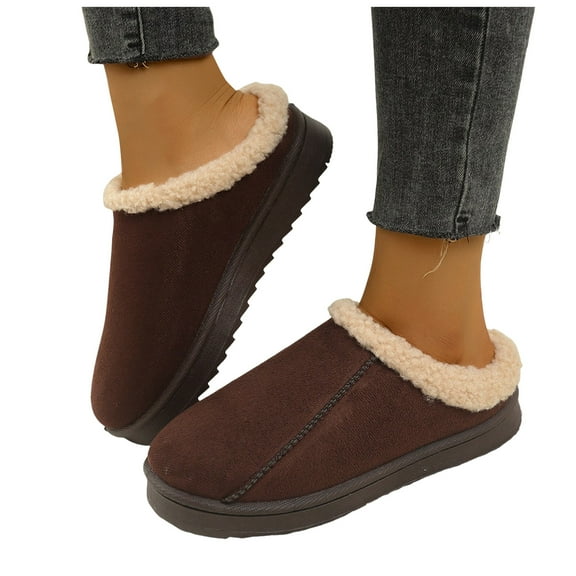 Chenyee Women's Warm Non Slip Slippers Work Clogs Outdoor Indoor Plush Winter House Slide Shoes
