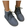thumbnail image 1 of Chenyee Women's Winter Fuzzy Boots Comfortable Fleece Lined Suede Lace Up Flat Snow Warm Combat Booties, 1 of 6