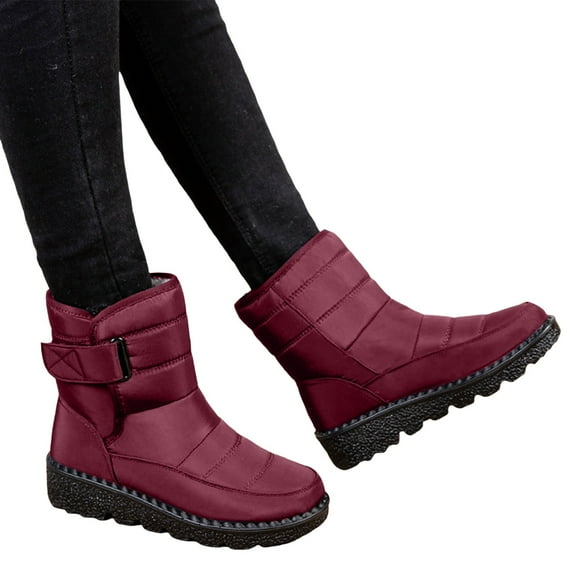 Chenyee Women's Winter Snow Boots Non Slip Waterproof Lightweight Warm Fleece Lined Mid Calf Booties