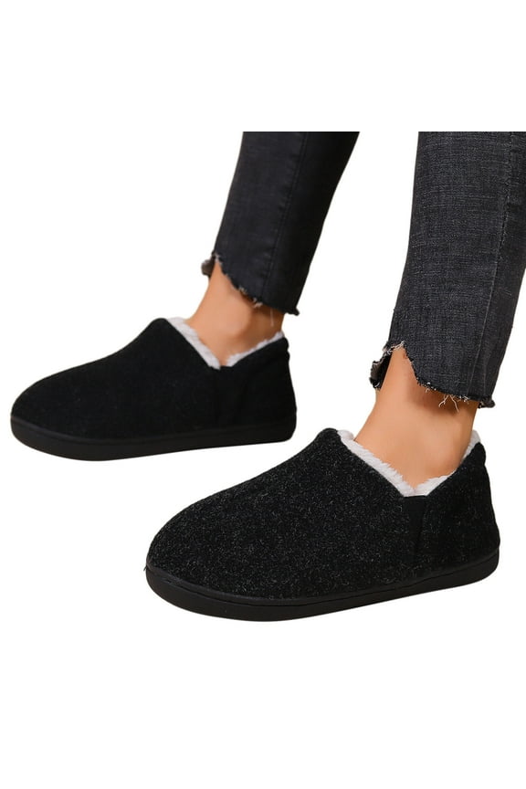 Women’s Winter Warm Bootie Slippers Plush Suede Flat Memory Foam Fleece Lined House Slippers