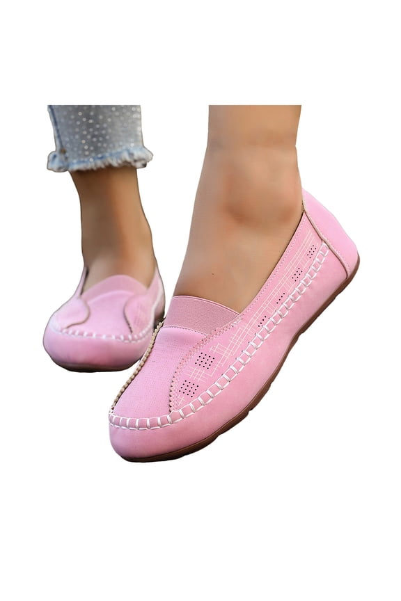 Womens Casual Canvas Walking Shoes Comfortable Boat Loafers with Arch Support Slip On Sneakers