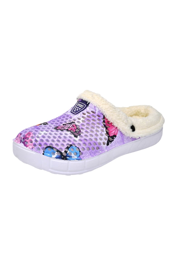 Womens Fleece Lined Clogs Winter Warm House Slippers Wide Width Breathable Slip On Walking Shoes