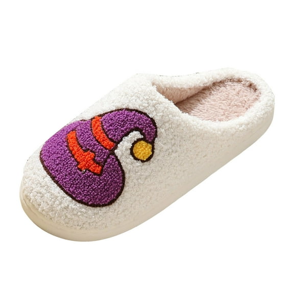 Chenyee Womens Halloween Slippers Slip On Cute Cartoon Plush Warm Indoor Winter Slide Home Shoes