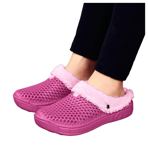 Chenyee Womens Mens Fleece Lined House Slippers with Arch Support Breathable Non Slip Bedroom Shoes