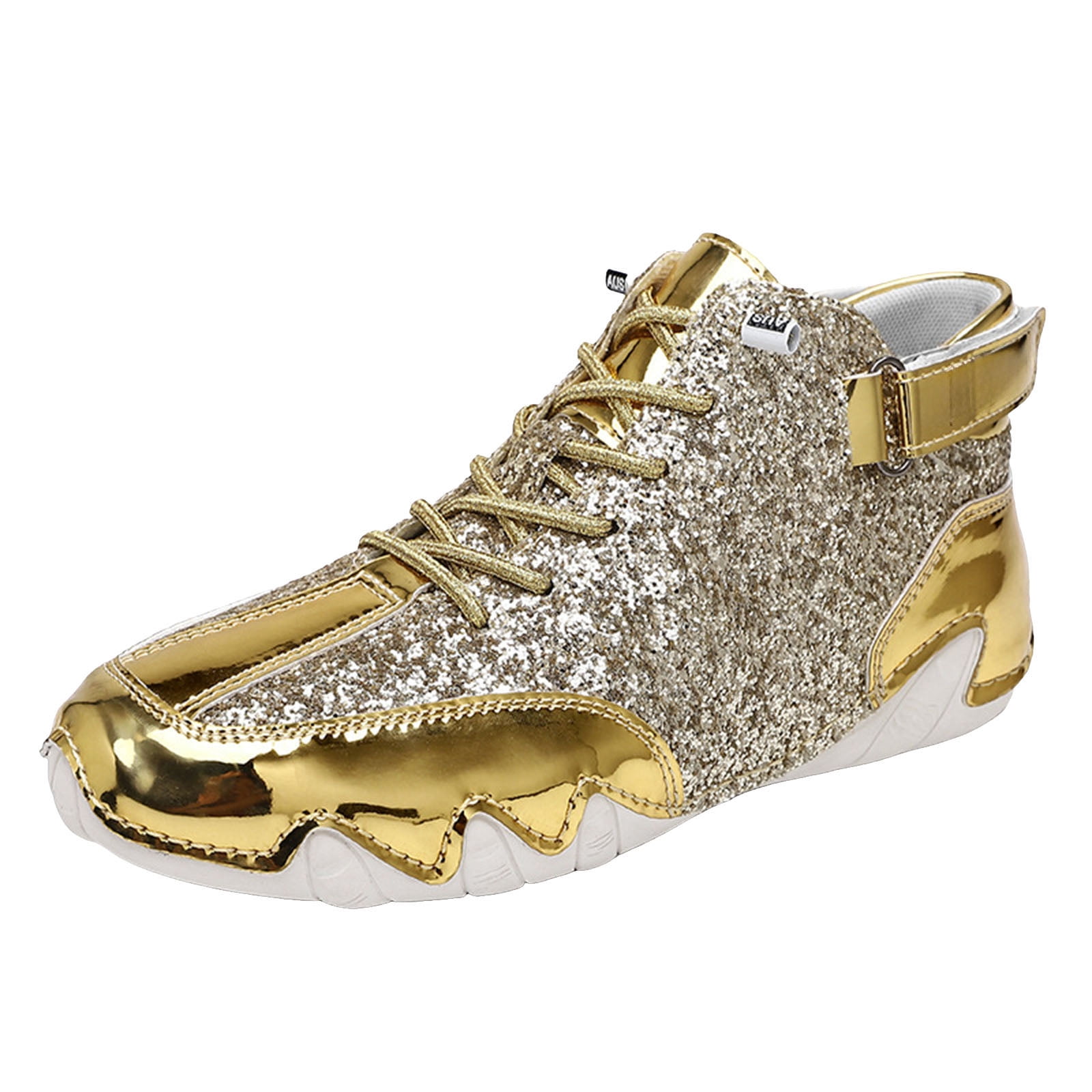 Men Shoes Unique Gold Top Slip On Size 10 US /43 E Chenyee Womens Mens Glitter Sparkly Casual Shoes Lace Up  main image 2