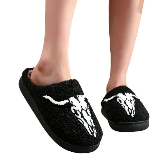 Chenyee Womens Mens Halloween Slippers Retro Memory Foam Cute Cartoon Plush Warm Furry Lined House Shoes