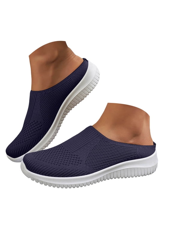 Womens Slip On Mules Clogs Lightweight Open Back Walking Shoes Breathable Closed Toe Slides