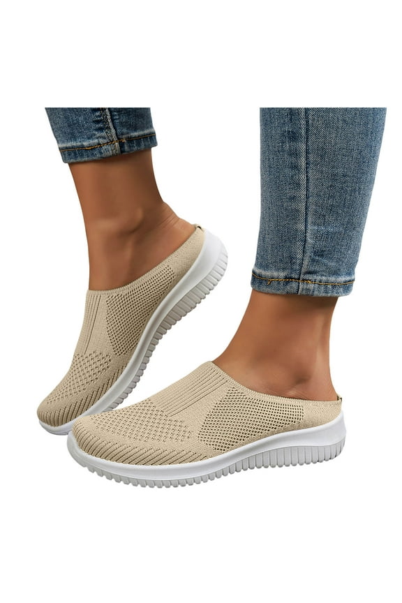 Womens Slip On Mules Clogs Lightweight Open Back Walking Shoes Breathable Closed Toe Slides