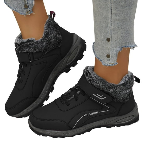 Chenyee Womens Slip On Snow Ankle Boots Warm Furry Lined No Slip Outdoor Trekking Walking Shoes