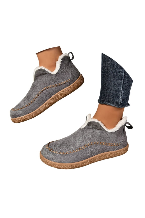 Womens Slip On Snow Boots Winter Warm House Shoes Non Slip Outdoor Work Short Booties