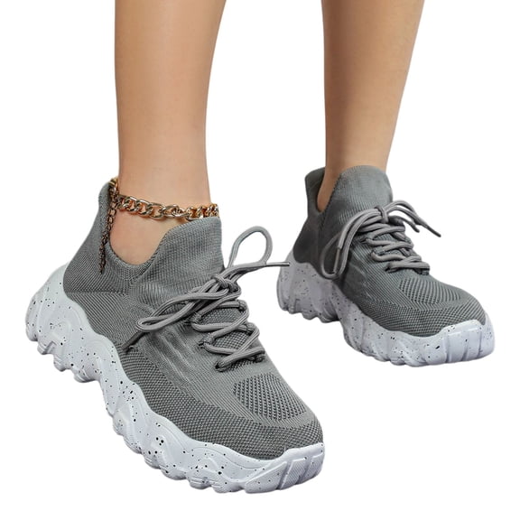 Chenyee Womens Slip On Walking Shoes Non Slip Running Sneakers Lace Up Lightweight Gym Athletic