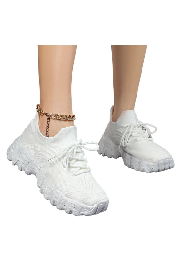 Womens Slip On Walking Shoes Non Slip Running Sneakers Lace Up Lightweight Gym Athletic