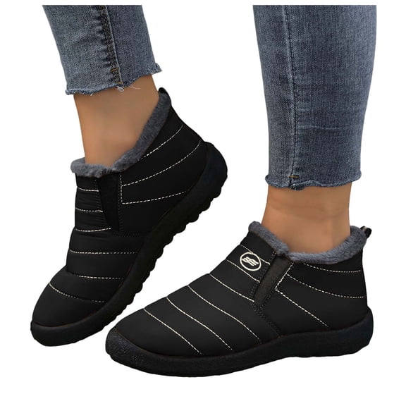 Chenyee Womens Snow Boots Comfortable Slip On Fleece Lined Outdoor Winter Warm Non Slip Work Ankle Booties