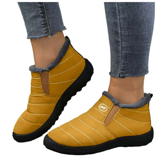 Chenyee Womens Snow Boots Comfortable Slip On Fleece Lined Outdoor Winter Warm Non Slip Work Ankle Booties