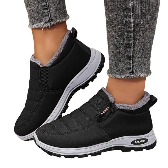 Womens Snow Boots Furry Lined Water-proof Non Slip Work Shoes Comfortable Slip On Ankle Booties