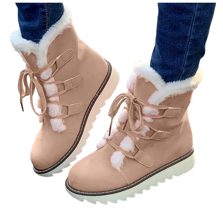 Chenyee Womens Snow Boots Suede Fleece Lined Lace Up Thick  display picture 2