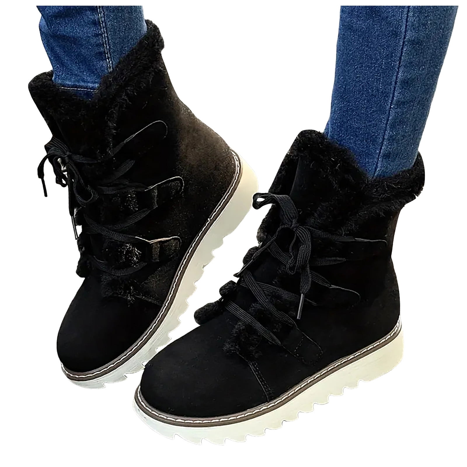 Women's Fleece Lined Snow Boots - Casual Outdoor Footwear