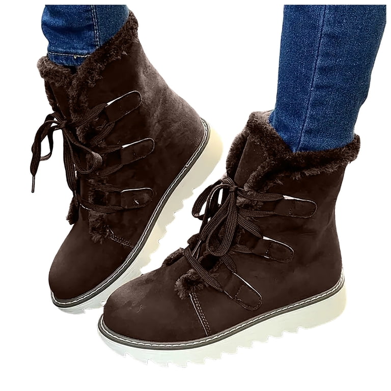 NEW IN BOX leather/fleece/lace up boots Amazon.com | MVIOBUY Women main image 2
