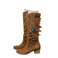 thumbnail image 1 of Chenyee Womens Vintage Suede Tassel Knee High Boots Fashion Studded Wide Calf Chunky Heel Riding Booties, 1 of 7