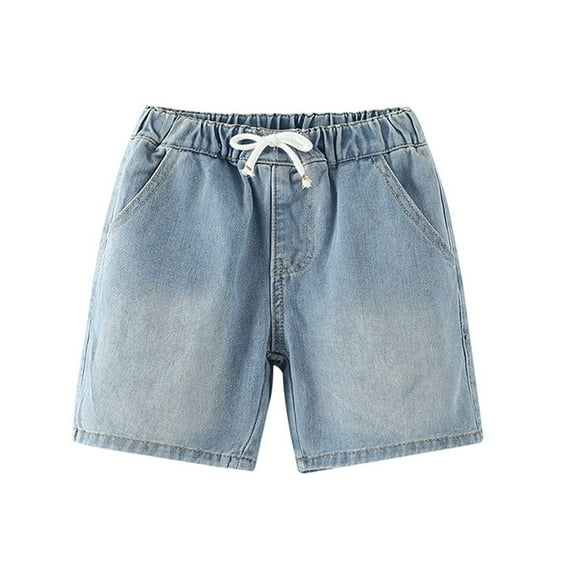 Chenyin 1-8T Boys Denim Shorts for Toddler Kids Cotton Summer Jeans Short Pants Elastic Waist with Pockets Five Pants for Boys