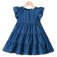 thumbnail image 1 of Chenyin 2-9 Years Kids Denim Dresses for Girl's Ruffled Jeans Dress Toddler Summer Crewneck Sundress for Girls, 1 of 9