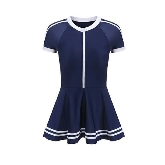 Chenyin 3-12T Girls Short Sleeve Swimsuits One Piece Swimdress Printed Skirt Swimwear with Swim Trunks Summer Bathing Suit 2PCS for Kids Baby Toddler