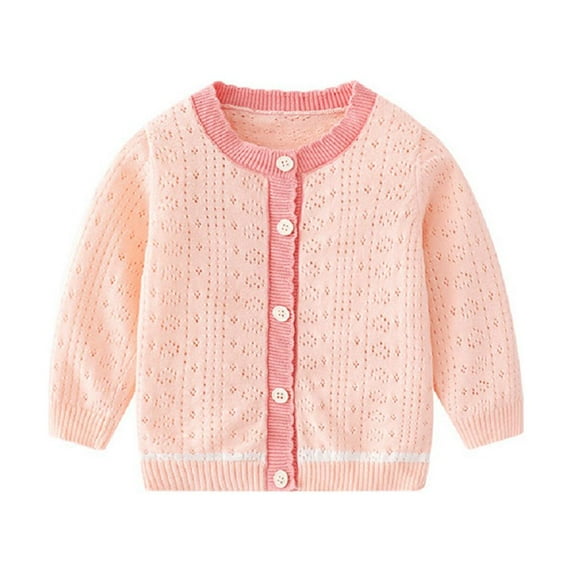 Chenyin 4M-8T Little Girls Cardigan Knit Sweater Cotton Thin Knit Shirt for Toddler Kids Hollow out Cardigan Sweater Jacket Knit Tops Spring Fall