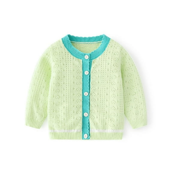 Chenyin 4M-8T Little Girls Cardigan Knit Sweater Cotton Thin Knit Shirt for Toddler Kids Hollow out Cardigan Sweater Jacket Knit Tops Spring Fall