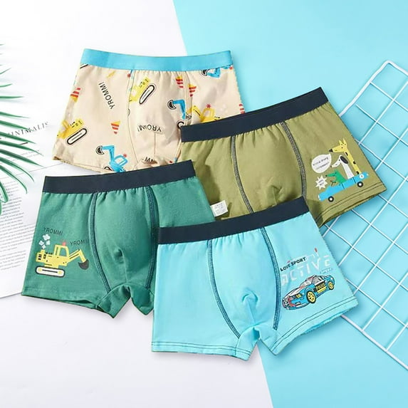 Chenyin 4PCS Toddler Kids Boys Underwear Cartoon Boxer Briefs Shorts Cotton Panties Baby Little Boys Soft Boxer Underpants for 2-9 Years