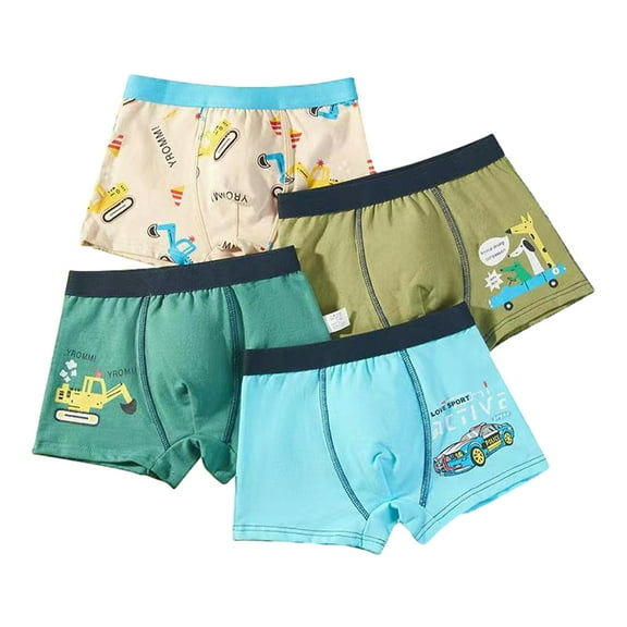 Chenyin 4PCS Toddler Kids Boys Underwear Cartoon Boxer Briefs Shorts Cotton Panties Baby Little Boys Soft Boxer Underpants for 2-9 Years