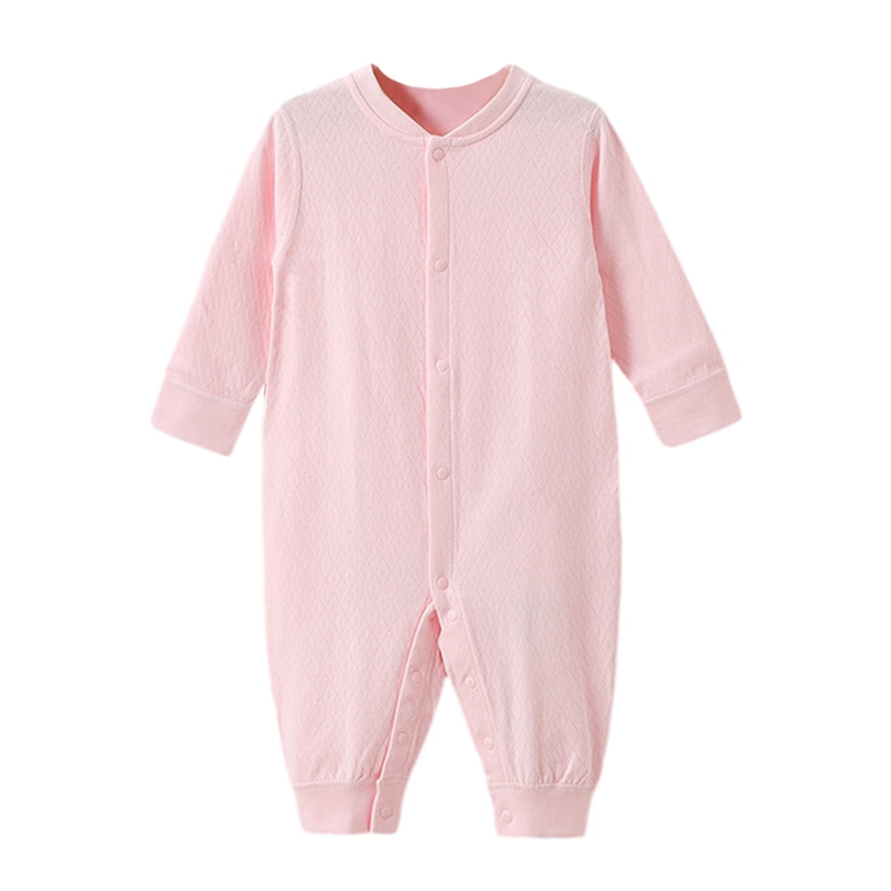 Chenyin Baby Infant Cotton Onesies Pajamas for Boys Girls Solid Colour Bodysuits Sleepwear Newborn Boneless Jumpsuit Long Sleeve Romper for 0-12 Months