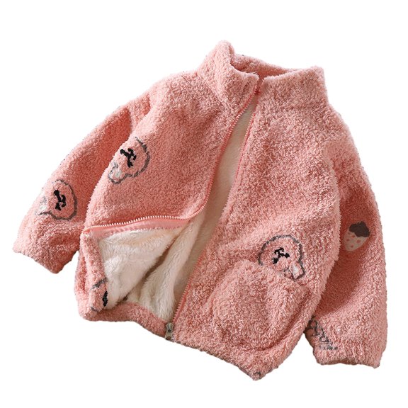 Chenyin Baby Kids Boys Girls Fleece Jacked Toddler Coral Velvet Sweatshirt Spring Fall Winter Warm Short Outerwear Unisex Padded Tops for 1-12 Years