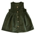 thumbnail image 1 of Chenyin Baby Kids Girls Fall Winter Sleeveless Dress Solid Color Corduroy Vest Dress Girls Buttons Warm Sundress for Toddler 1-6 Years, 1 of 9
