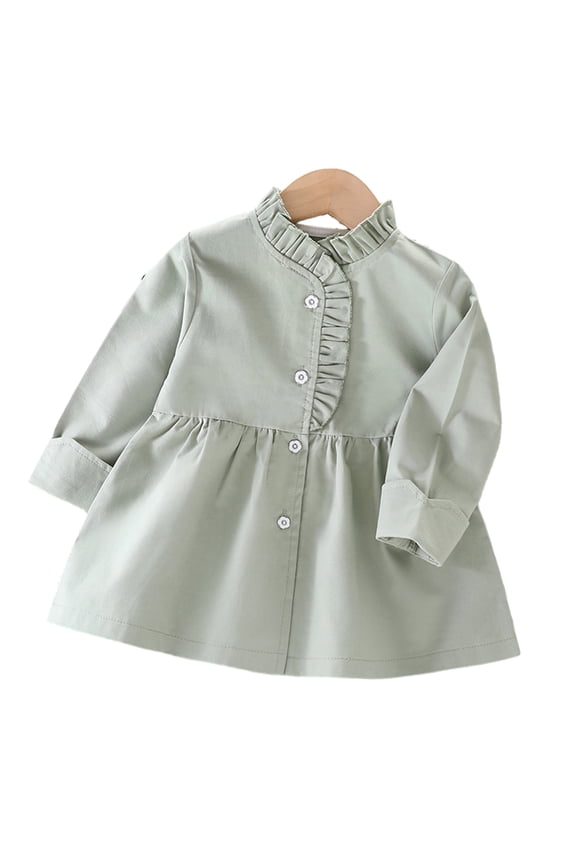 Baby Kids Girls Spring Fall Trench Jacket Medium-Length Casual Tops 9 Months - 7 Years Girls Ruffle Windbreaker Outerwear Coats for Toddler