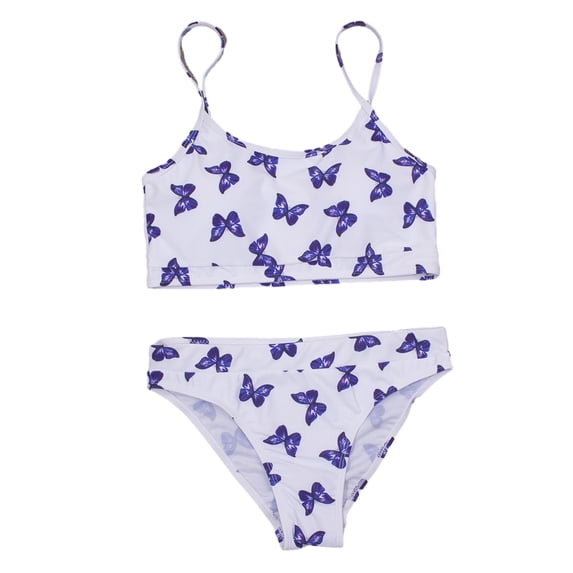 Chenyin Baby Kids Girls Swimsuits Bikini 2PCS Set Sling Printed Bathing Suit Youth Girls Halter Crop Top Swimwea Outfit for 3-14 Years