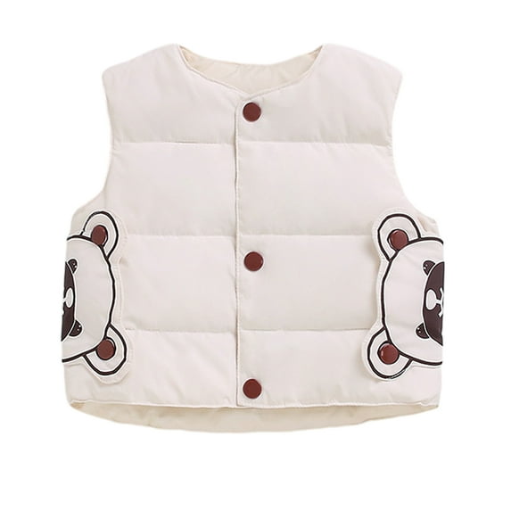 Chenyin Baby Kids Winter down Vest for Boys Girls Cartoon Warm Waistcoat 1-7 Years Unisex Soft Puffer Sleeveless Jacket