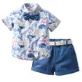 thumbnail image 1 of Chenyin Baby Toddler Boys Gentleman Clothes 2PCS Outfit Short Sleeve Dress Shirt with Bowtie + Shorts with Belt Summer Set 3M-5 Years Old, 1 of 9